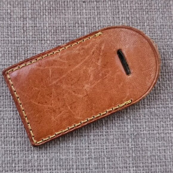 Louis Vuitton Name Tag Tan Genuine Leather Luggage Tag Made in France - Picture 2 of 10